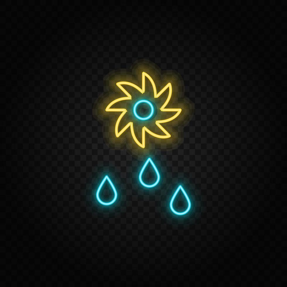 drops, saw, eco neon vector icon. Blue and yellow neon vector icon. Vector transparent background