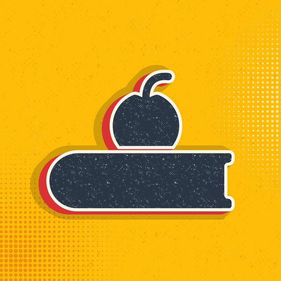 book, apple pop art, retro icon. Vector illustration of pop art style on retro background