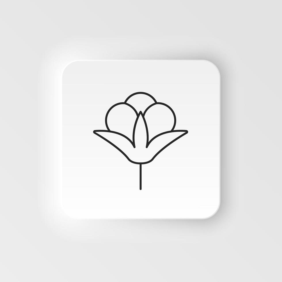 Cotton flower icon. Simple element illustration natural concept. Cotton flower icon. Neumorphic style vector icon on white background