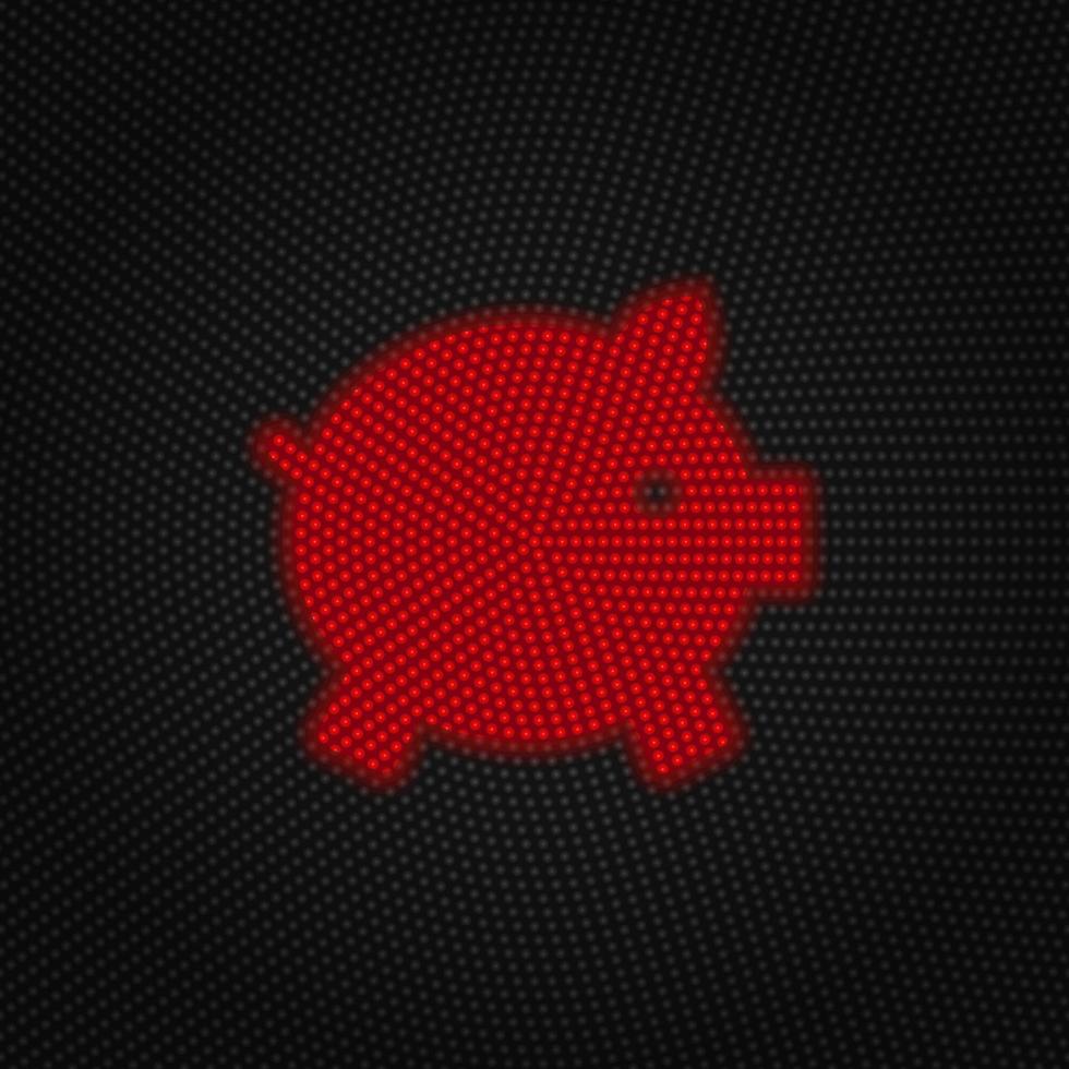 Cash, money, piggy bank vector Light red color retro style vector icon