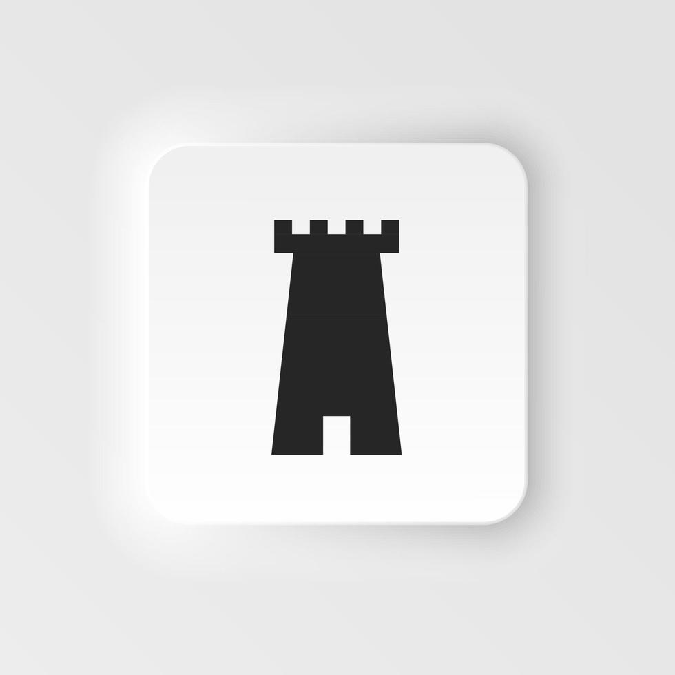 Castle tower. Vector neumorphic style icon grey. Tower vector neumorphic style icon .