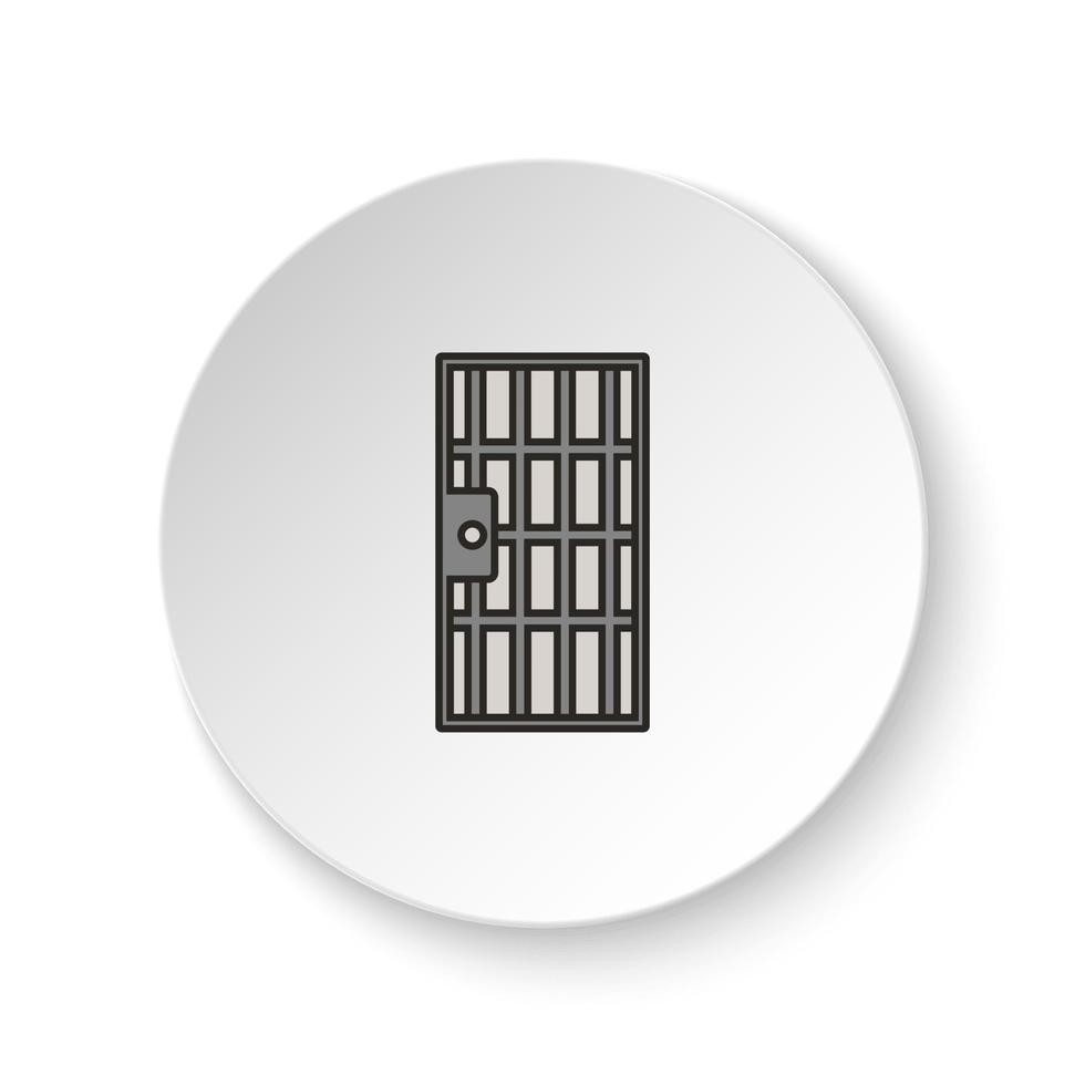 Round button for web icon, Jail, door, icon. Button banner round, badge interface for application illustration on white background vector