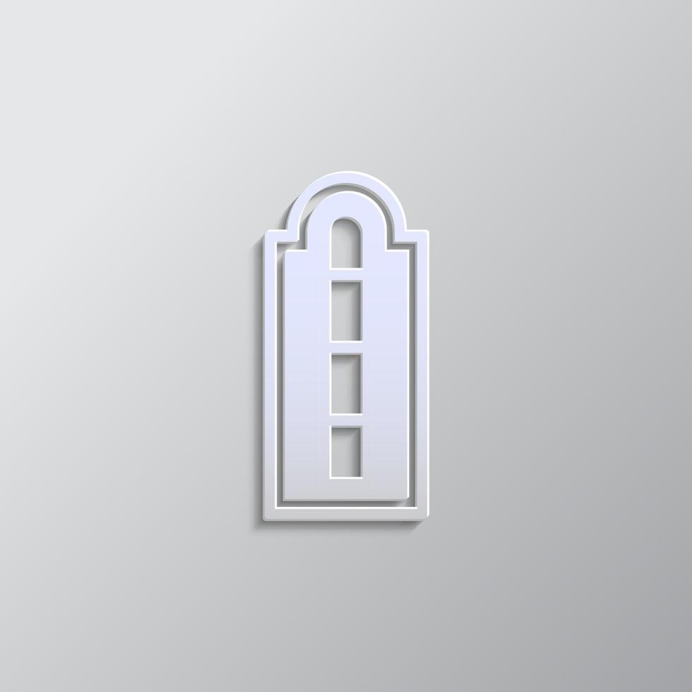 Door, icon paper style. Grey color vector background- Paper style vector icon