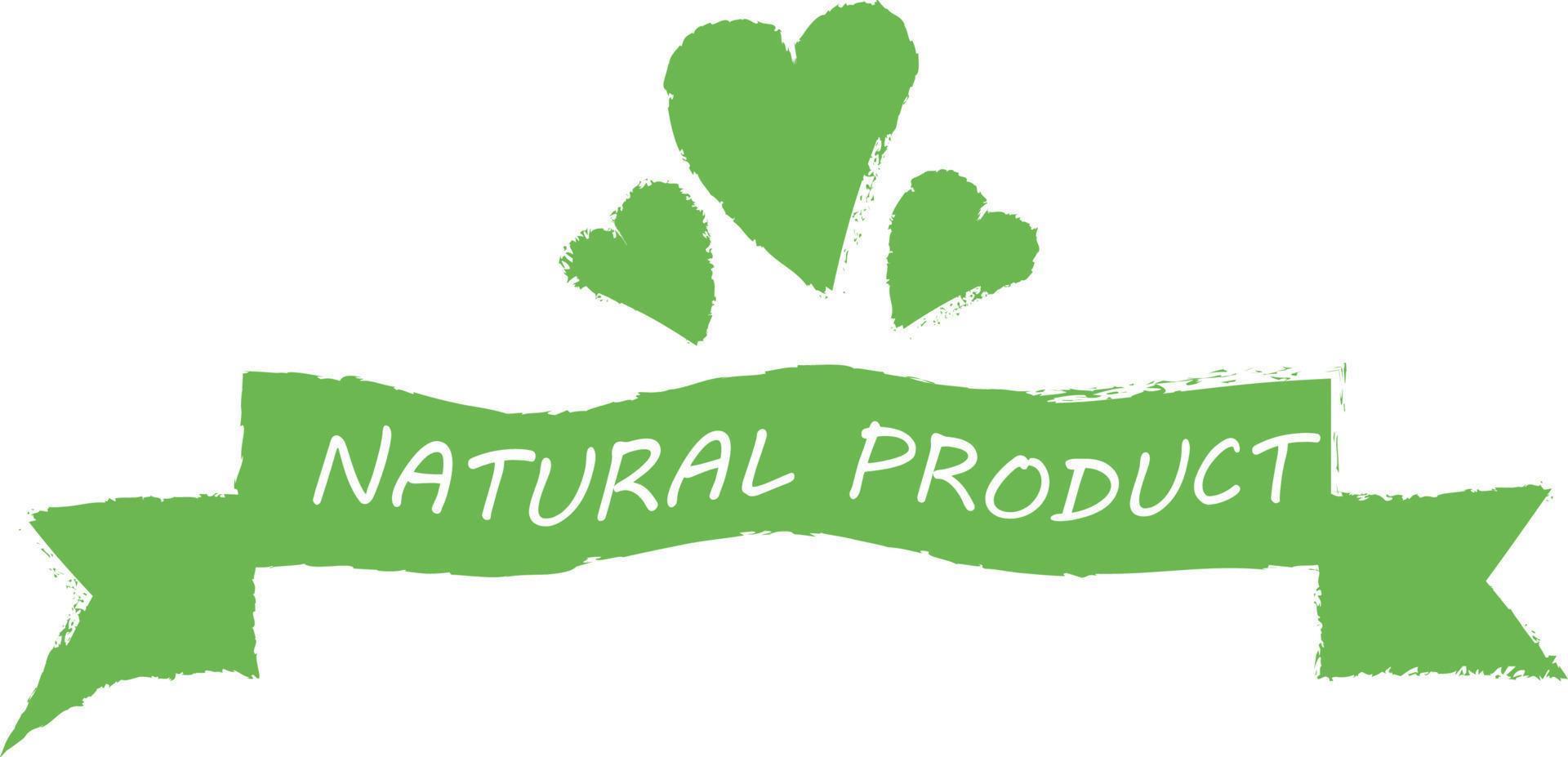 Leaf Heart Above Text Organic Product Logo Cool Flat Vector Design Template On White background. Vector icon