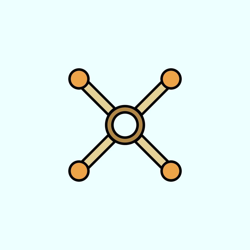 atom, atom bond color vector icon, vector illustration on dark background