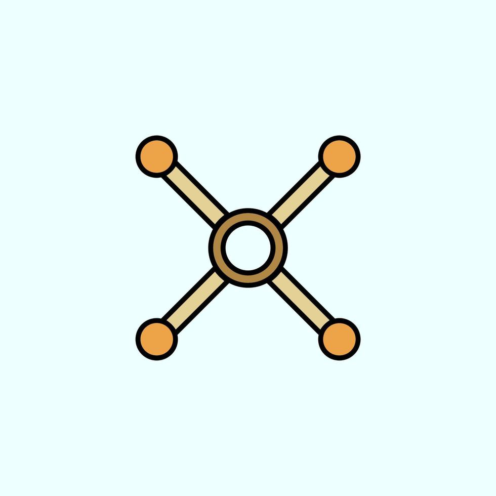 atom, atom bond color vector icon, vector illustration on dark background