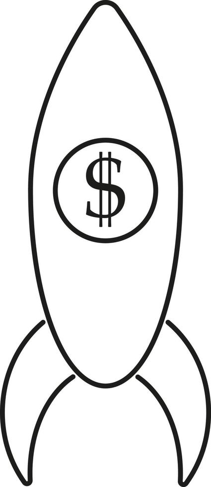 Line vector icon business project, rocket launch. Outline vector icon on white background