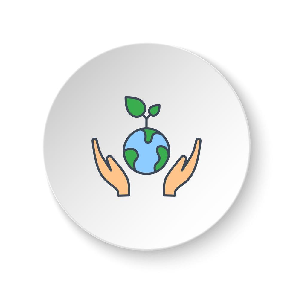 Round button for web icon, eco, energy, earth, plants. Button banner round, badge interface for application illustration on white background vector