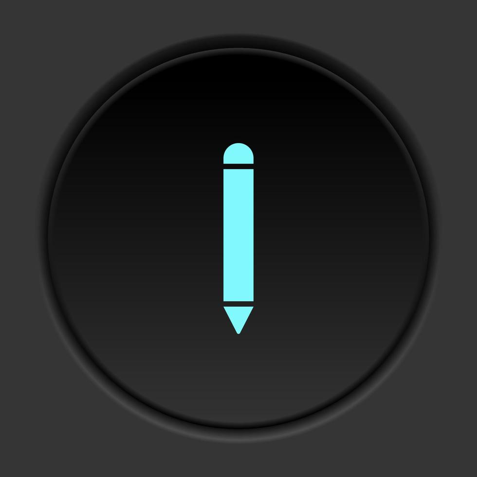 Round button icon, pencil. Button banner round, badge interface for application illustration on dark background vector