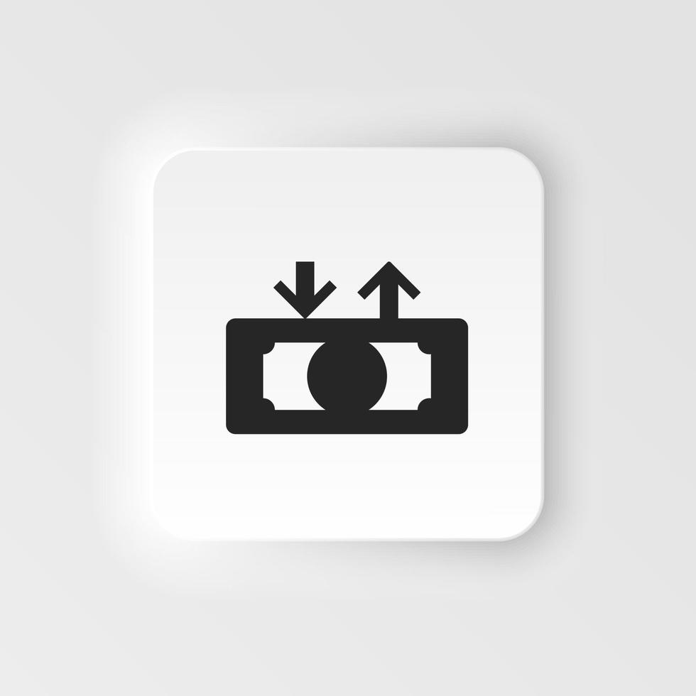 Cashing, cash out, money neumorphic style vector icon. Simple element illustration from UI concept. Cashing, cash out, money neumorphic style vector icon. Finance concept vector illustration. .