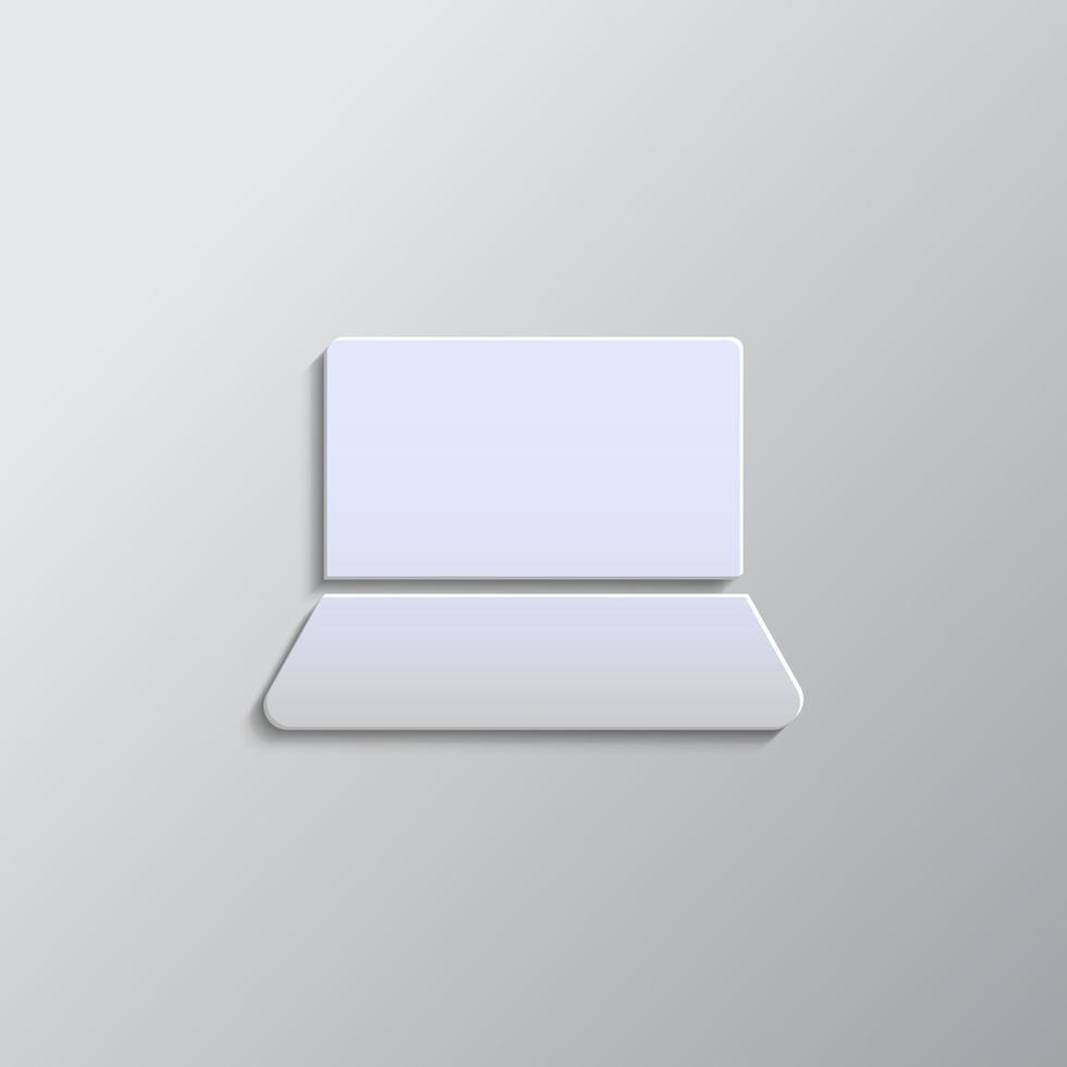 computer paper style, iocn. Grey color vector background- Paper style vector icon.