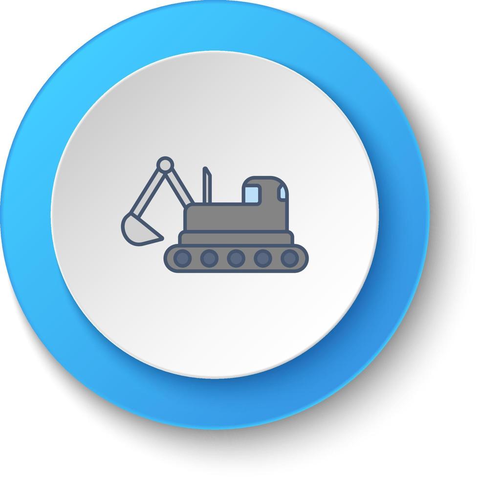 Round button for web icon, building, construction, industry, caterpillar. Button banner round, badge interface for application illustration . vector