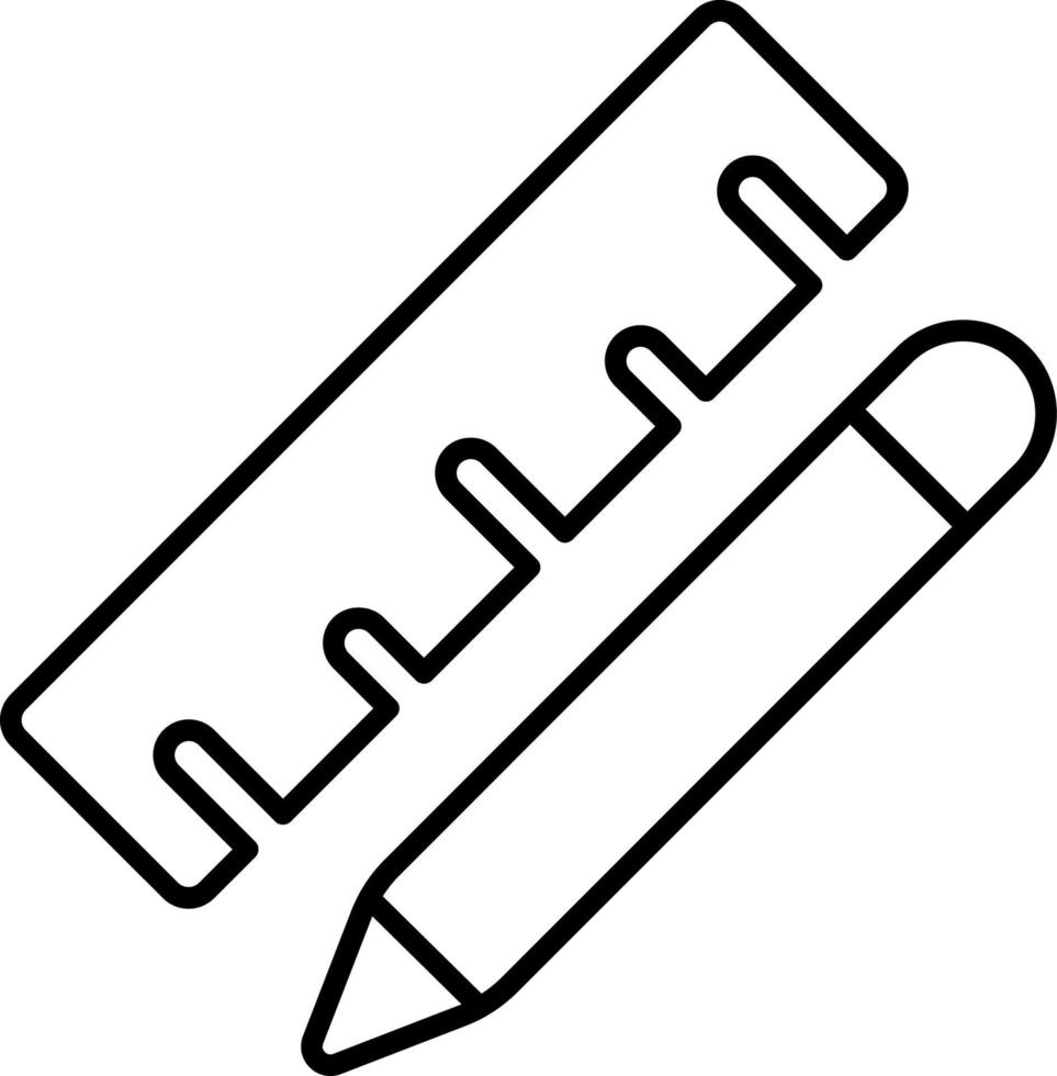 Line vector icon geometry, measuring ruler. Outline vector icon on white background