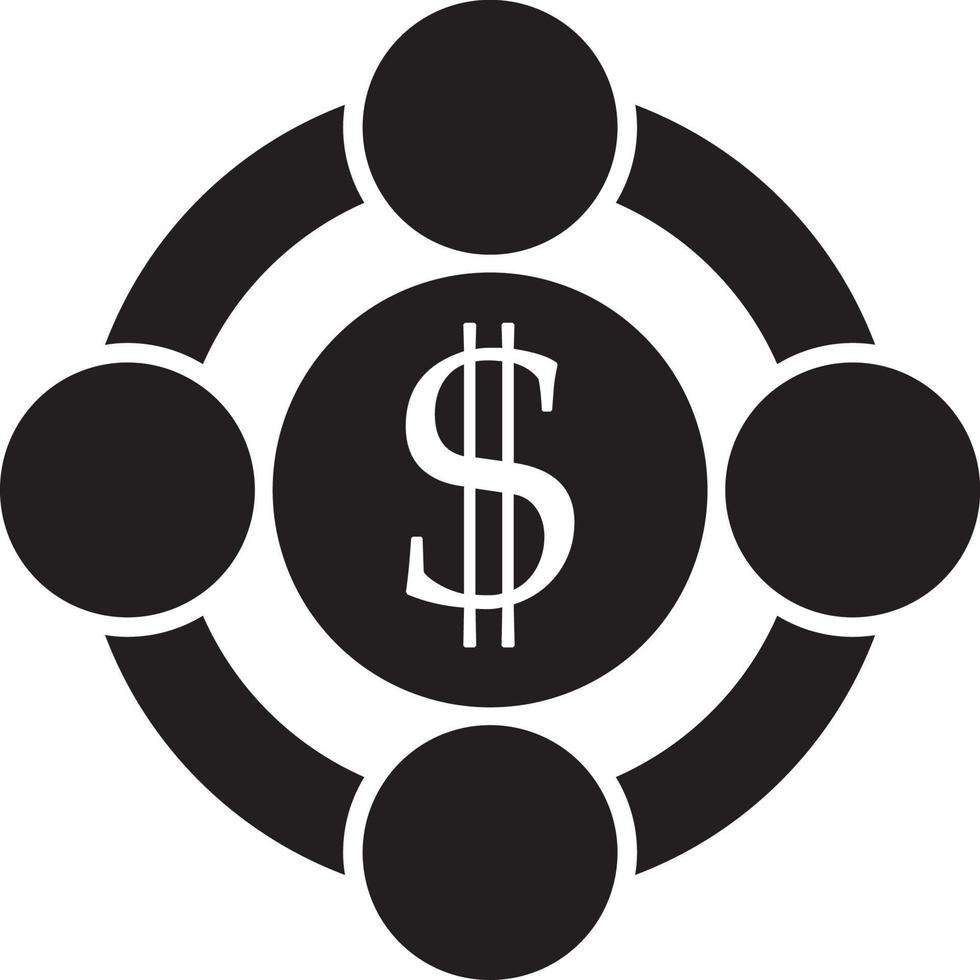 negocio, colaboración, icono. moneda con dólar firmar sencillo icono en blanco antecedentes. vector ilustración. - vector en blanco antecedentes