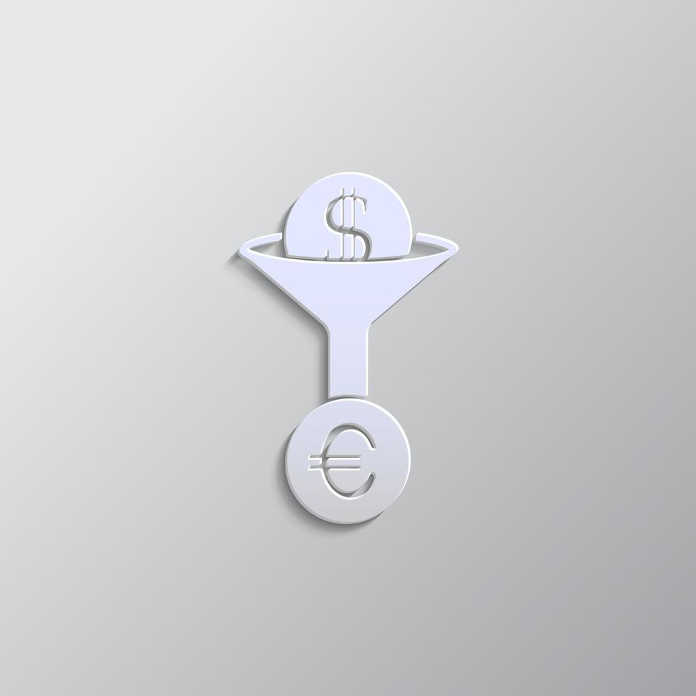 moneda conversión, dólar papel estilo, icono. gris color vector fondo- papel estilo vector icono