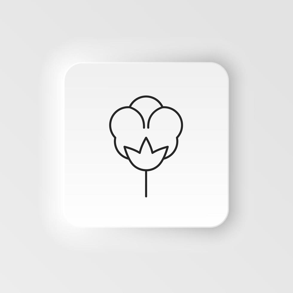 Cotton flower icon. Simple element illustration natural concept. Cotton flower icon. Neumorphic style vector icon on white background