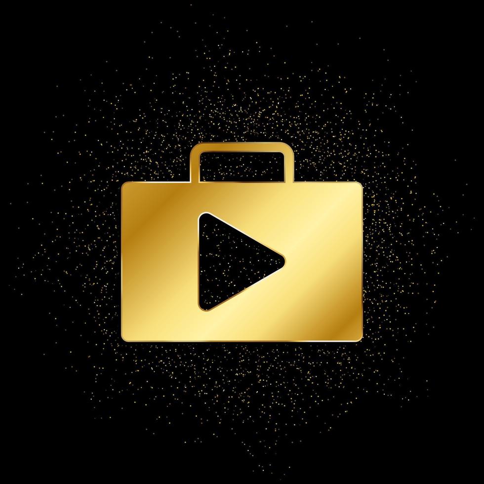 bag, play, store gold icon. Vector illustration of golden particle background. gold icon