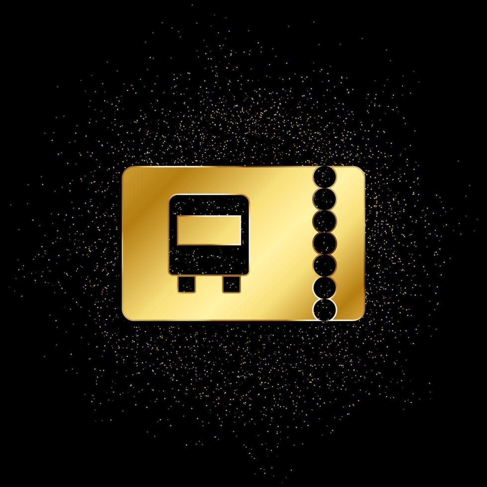 auto, transporte, boleto oro icono. vector ilustración de dorado partícula antecedentes. oro icono