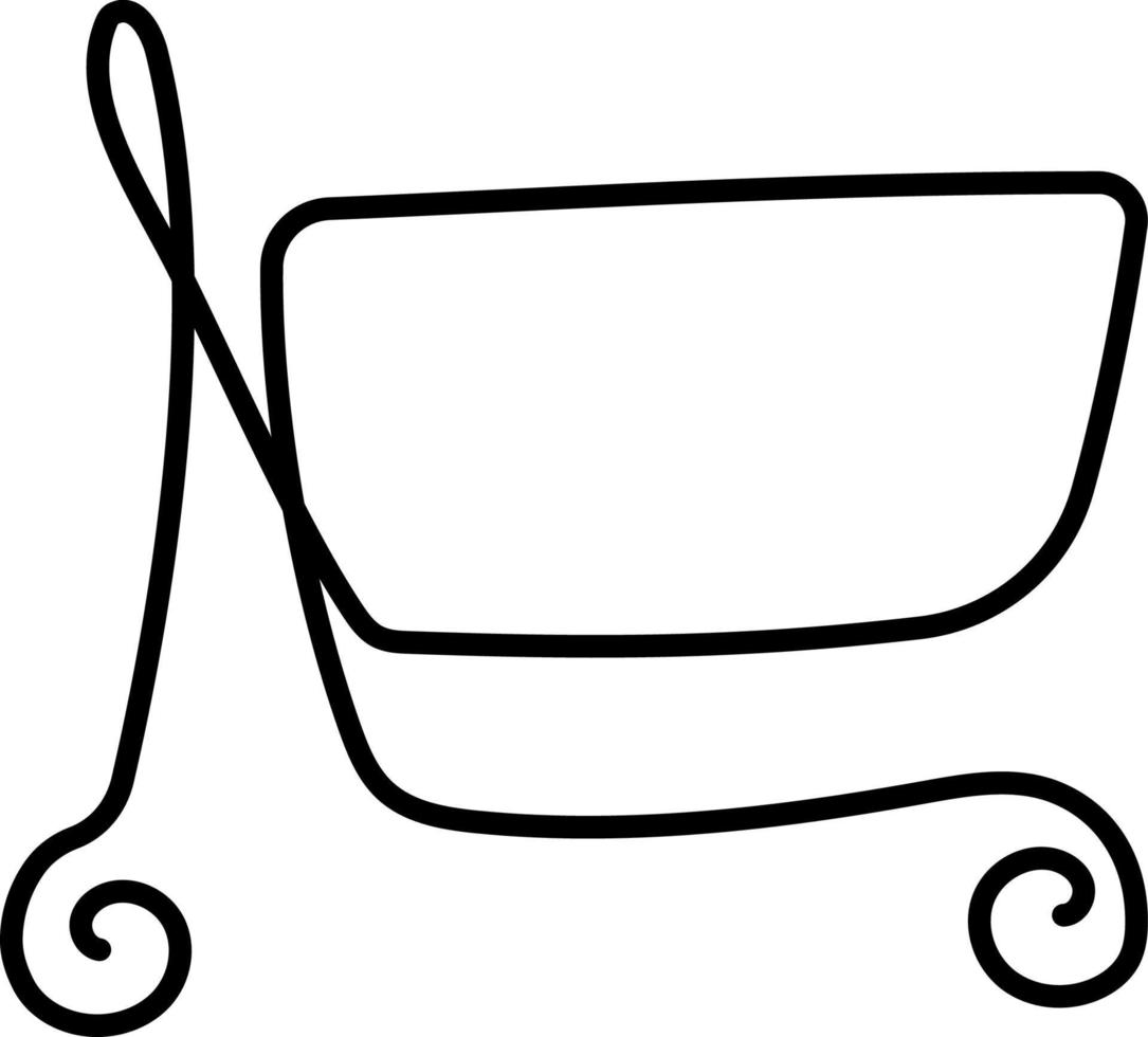 Shopping Cart. One line drawing vector