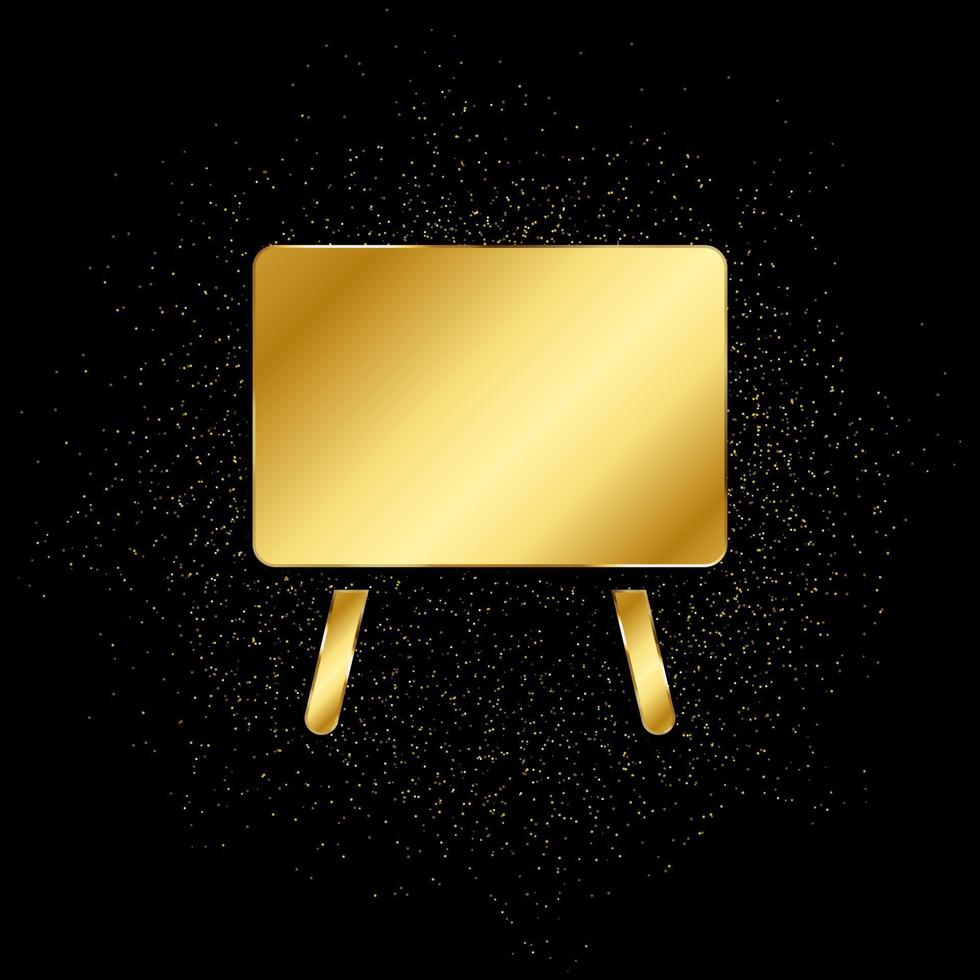 pizarra oro icono. vector ilustración de dorado partícula antecedentes. aislado vector firmar símbolo - educación icono negro antecedentes .