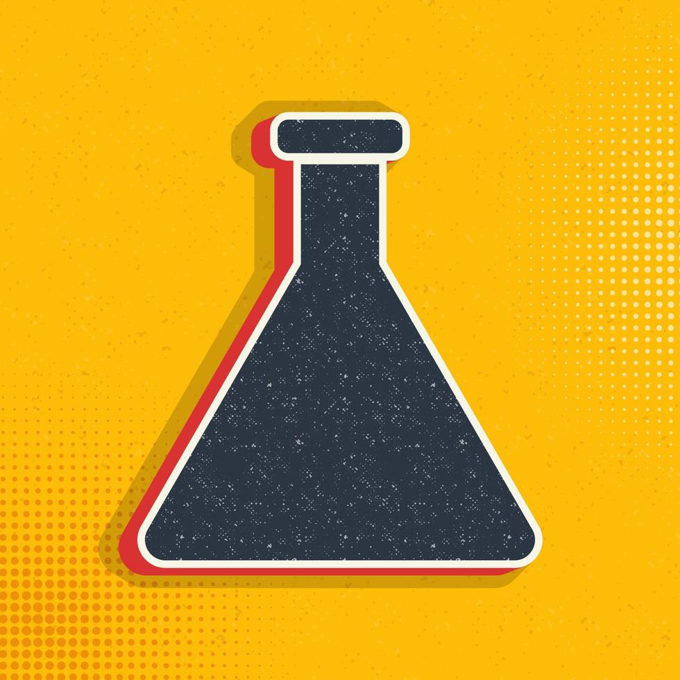 chemical flask pop art, retro icon. Vector illustration of pop art style on retro background