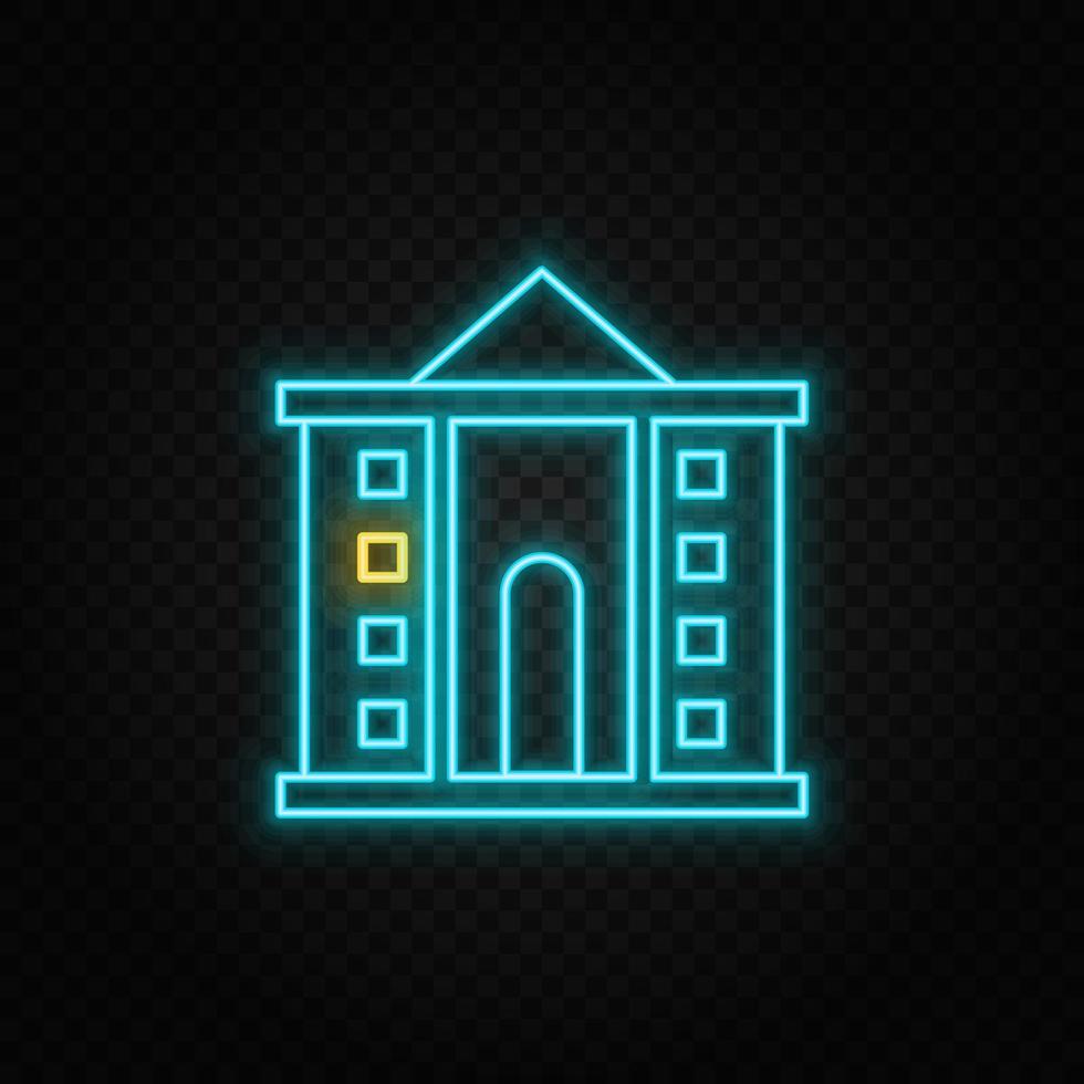 building neon vector icon. Blue and yellow neon vector icon. Vector transparent background