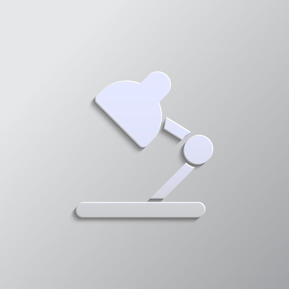 lamp paper style, iocn. Grey color vector background- Paper style vector icon.