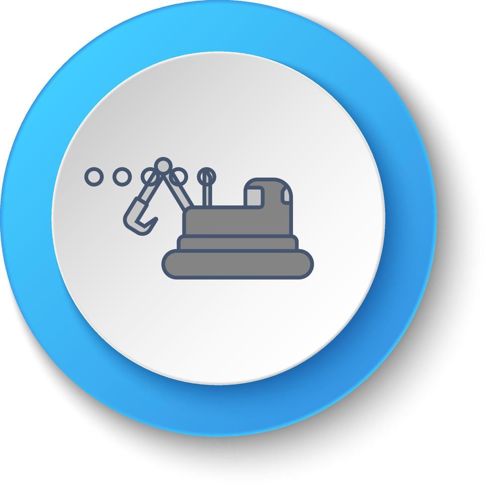 Round button for web icon, building, construction, excavator. Button banner round, badge interface for application illustration . vector