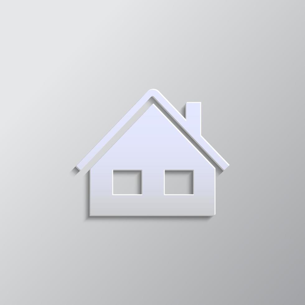 Building, home paper style, icon. Grey color vector background- Paper style vector icon.