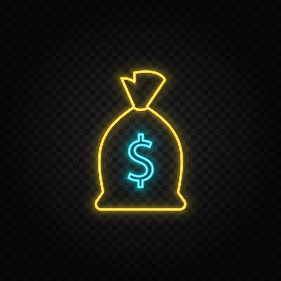 finance, investment neon icon. Blue and yellow neon vector icon. Transparent background