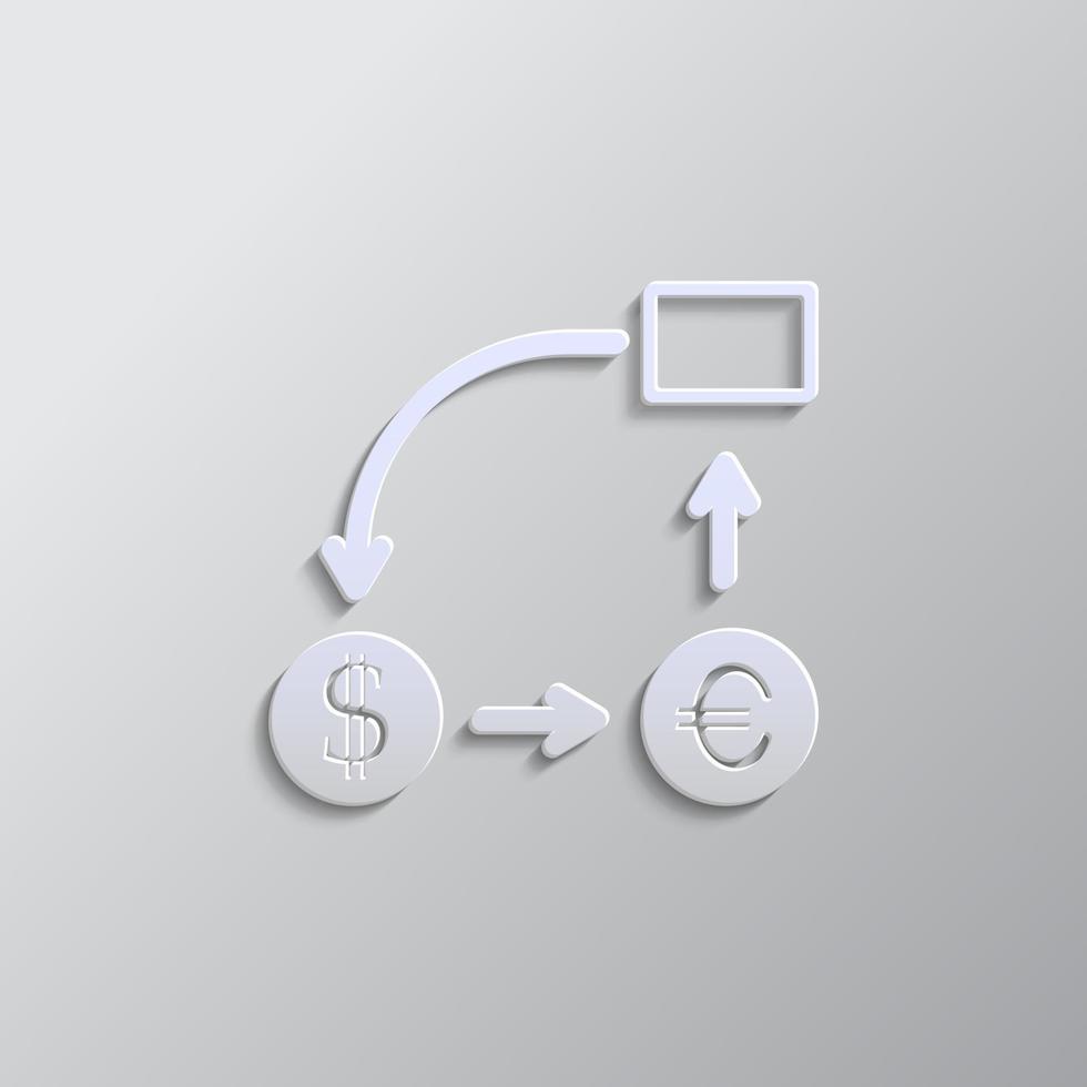 business report, cashflow paper style, icon. Grey color vector background- Paper style vector icon