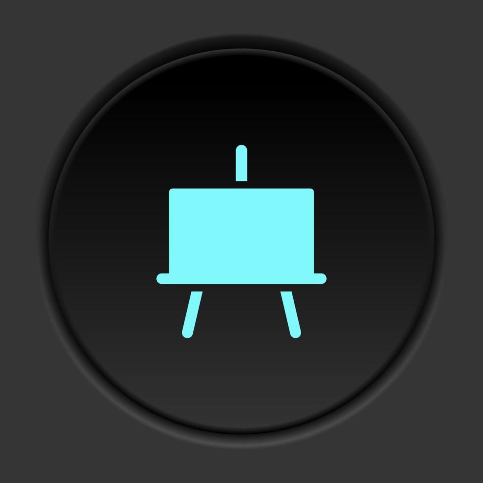Round button icon, blackboard. Button banner round, badge interface for application illustration on dark background vector