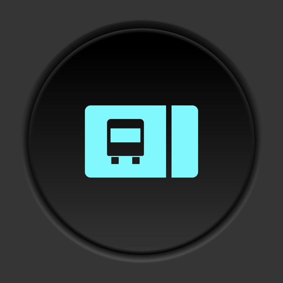 Round button icon, Card, cinema, ticket. Button banner round, badge interface for application illustration on dark background vector