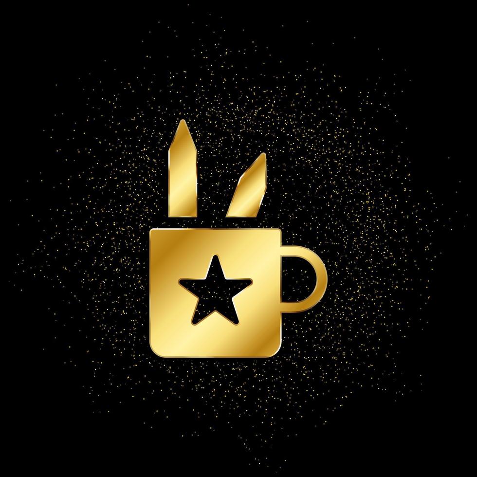 desk organizer gold icon. Vector illustration of golden particle background. isolated vector sign symbol - Education icon black background .