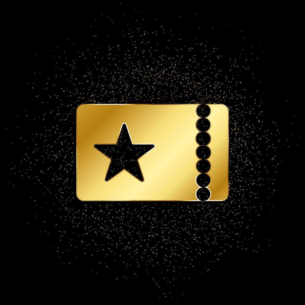 cinema, show, ticket gold icon. Vector illustration of golden particle background. gold icon