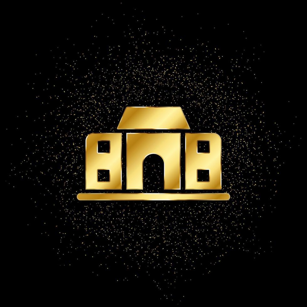 edificio, Universidad oro icono. vector ilustración de dorado partícula antecedentes. aislado vector firmar símbolo - educación icono negro antecedentes .