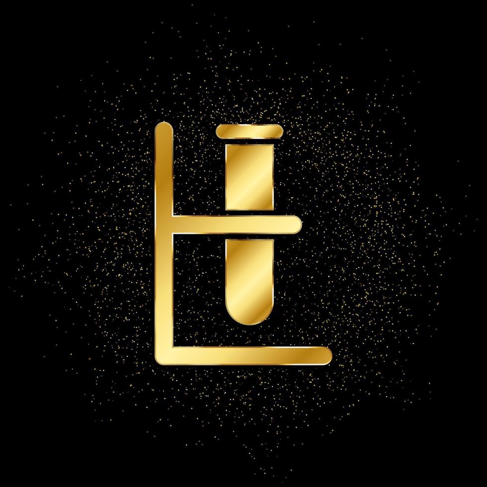 laboratorio cristalería oro icono. vector ilustración de dorado partícula antecedentes. aislado vector firmar símbolo - educación icono negro antecedentes .