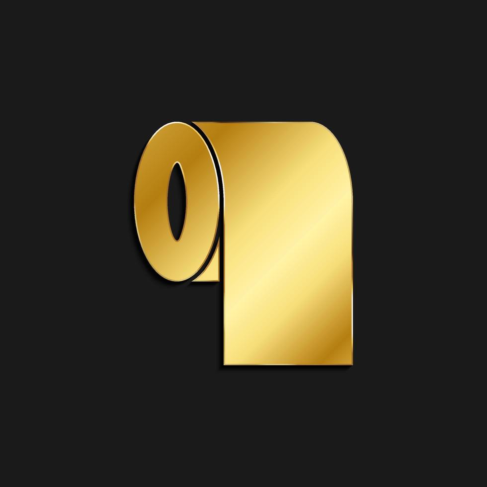 Bath, paper gold icon. Vector illustration of golden icon on dark background