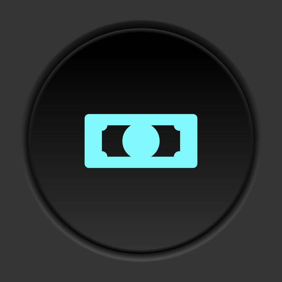 Round button icon, Card, credit, money. Button banner round, badge interface for application illustration on dark background vector