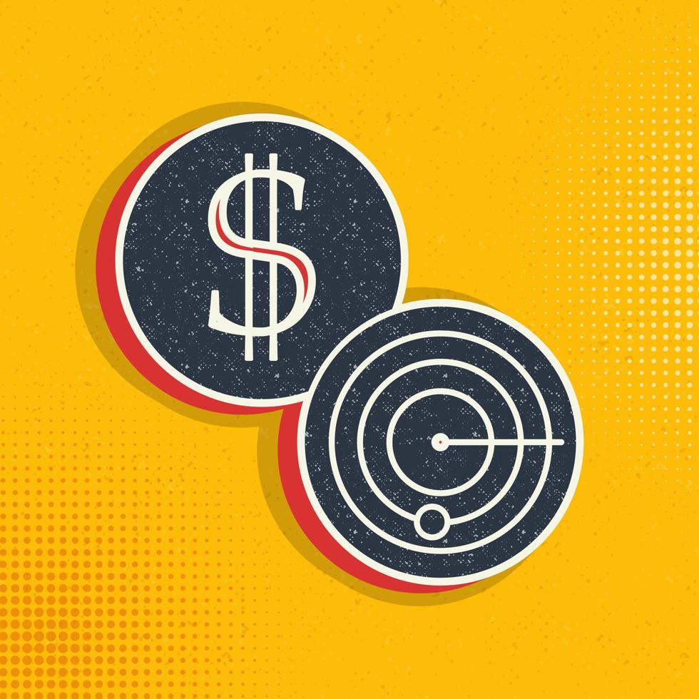 finance, financial radar pop art, retro icon. Vector illustration of pop art style on retro background