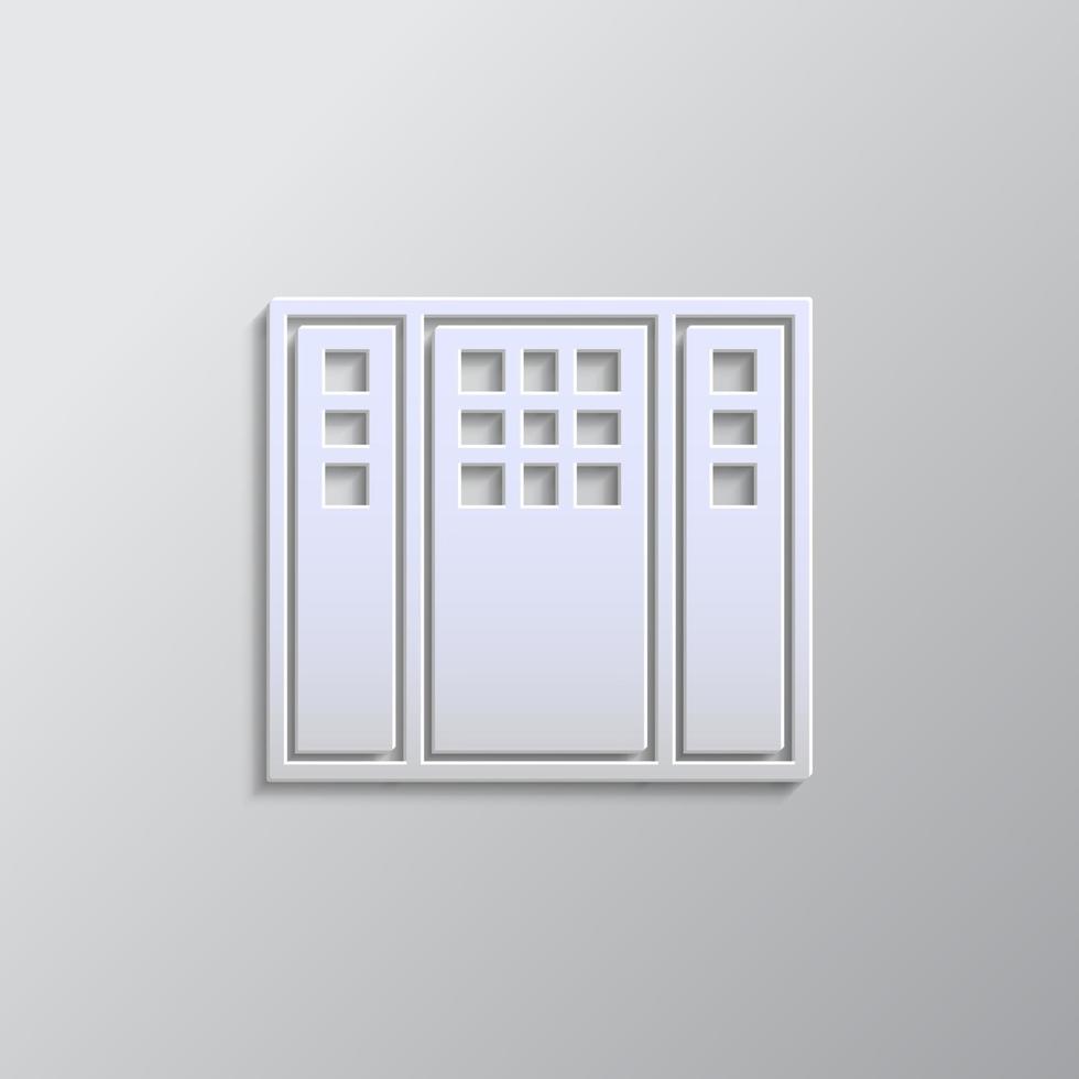 Door, icon paper style. Grey color vector background- Paper style vector icon