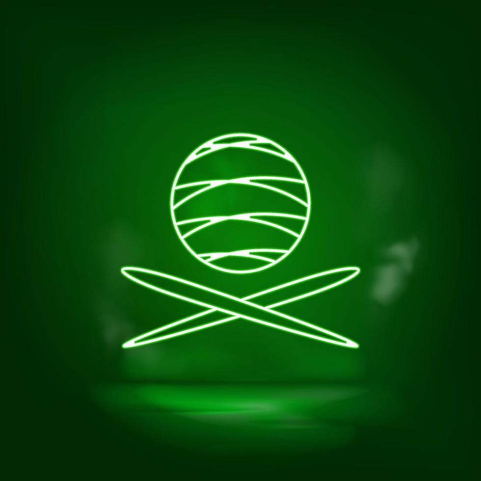 Knitting, weaving green neon icon - Vector. vector