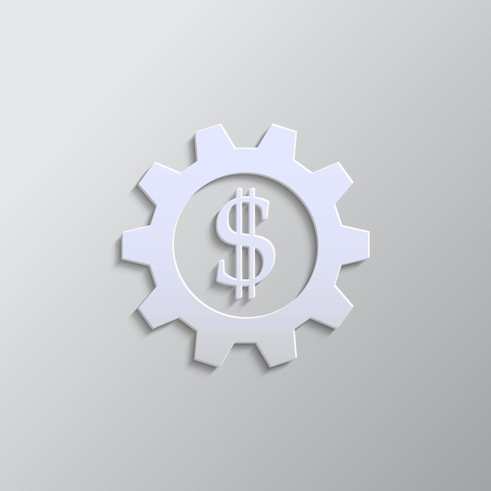 business, finance paper style, icon. Grey color vector background- Paper style vector icon