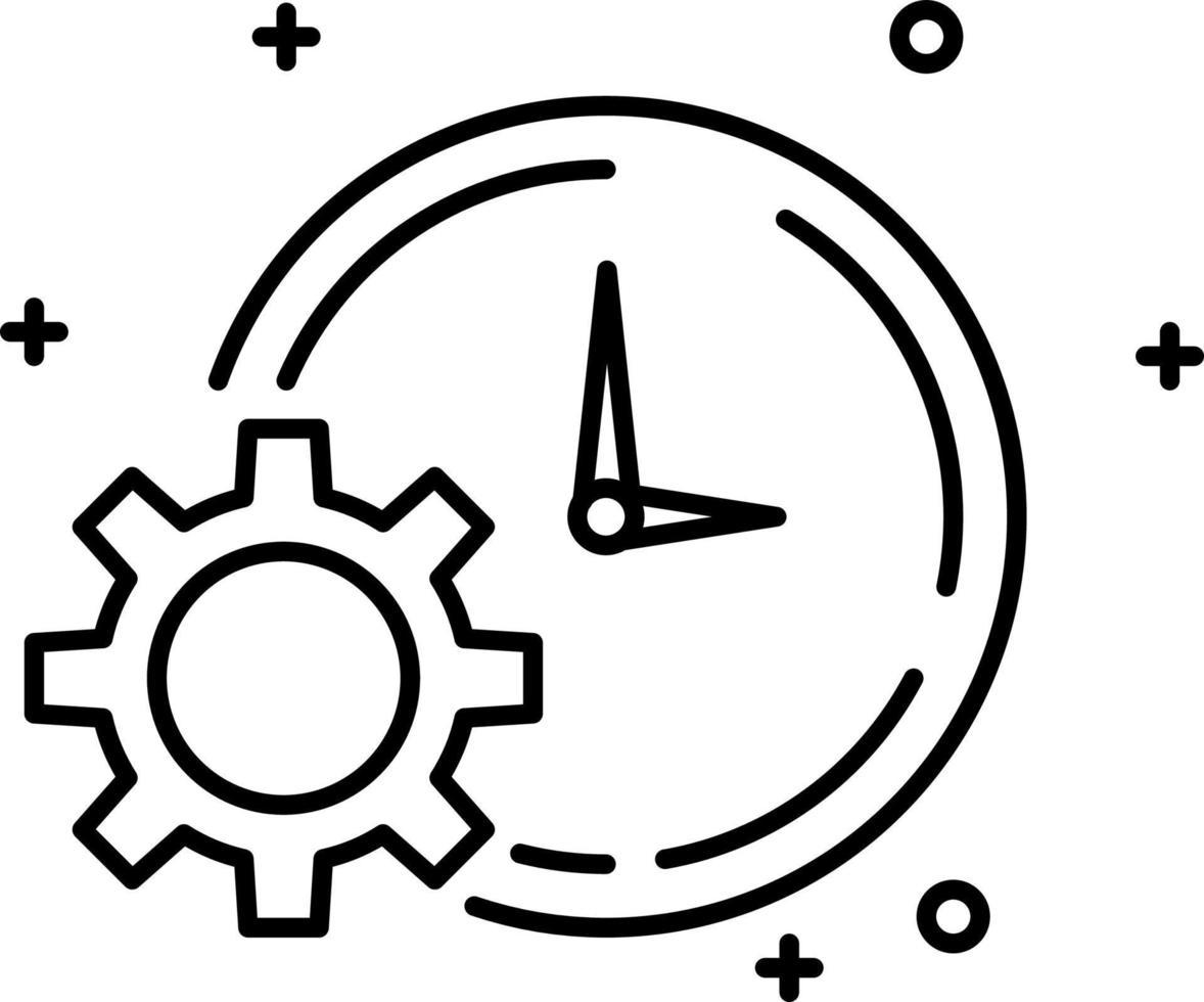 Gear, clock vector icon on transparent background. Outline Gear, clock vector icon.