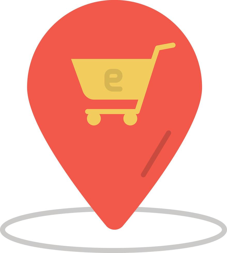 E-commerce location, grocery cart color vector icon.