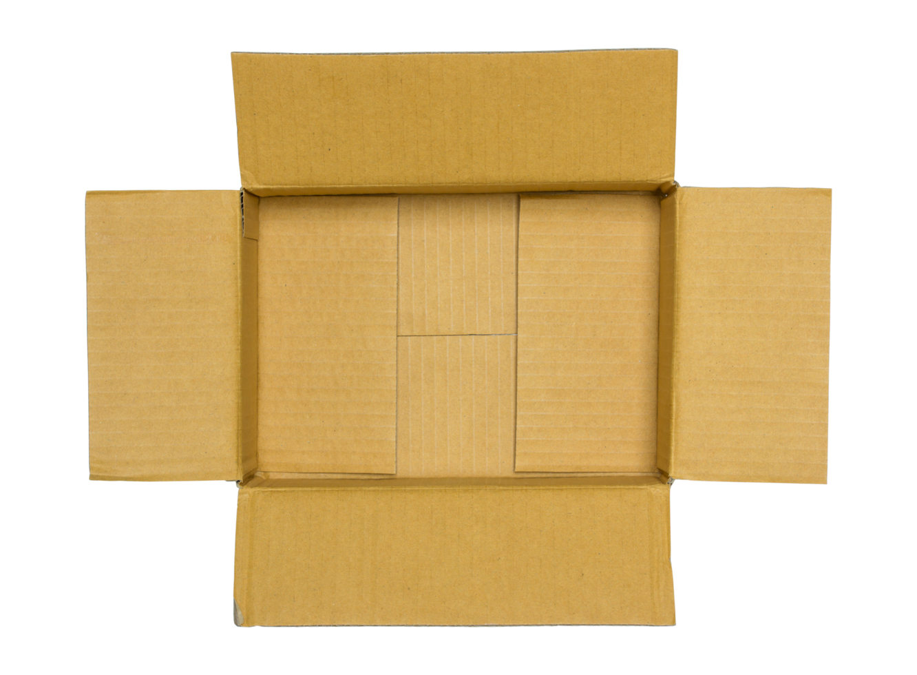 Top view of cardboard box isolated with clipping path png