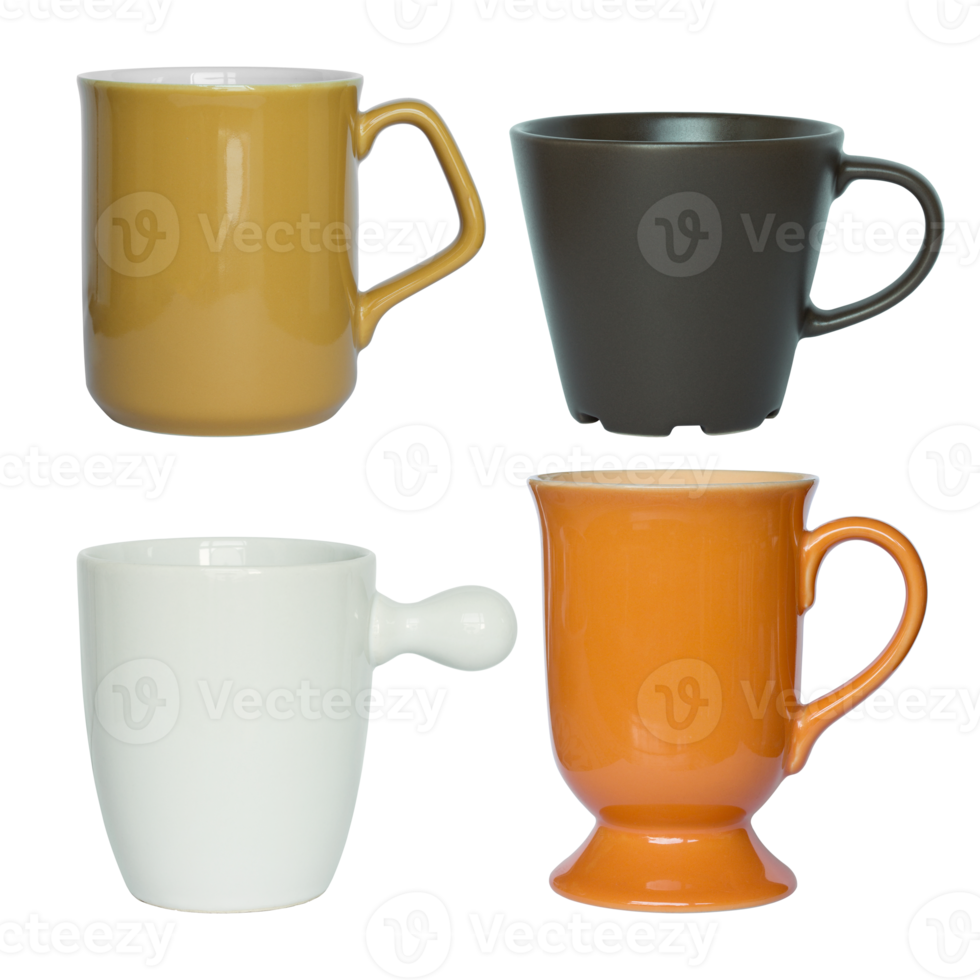 Cups set isolated with clipping path for mockup png