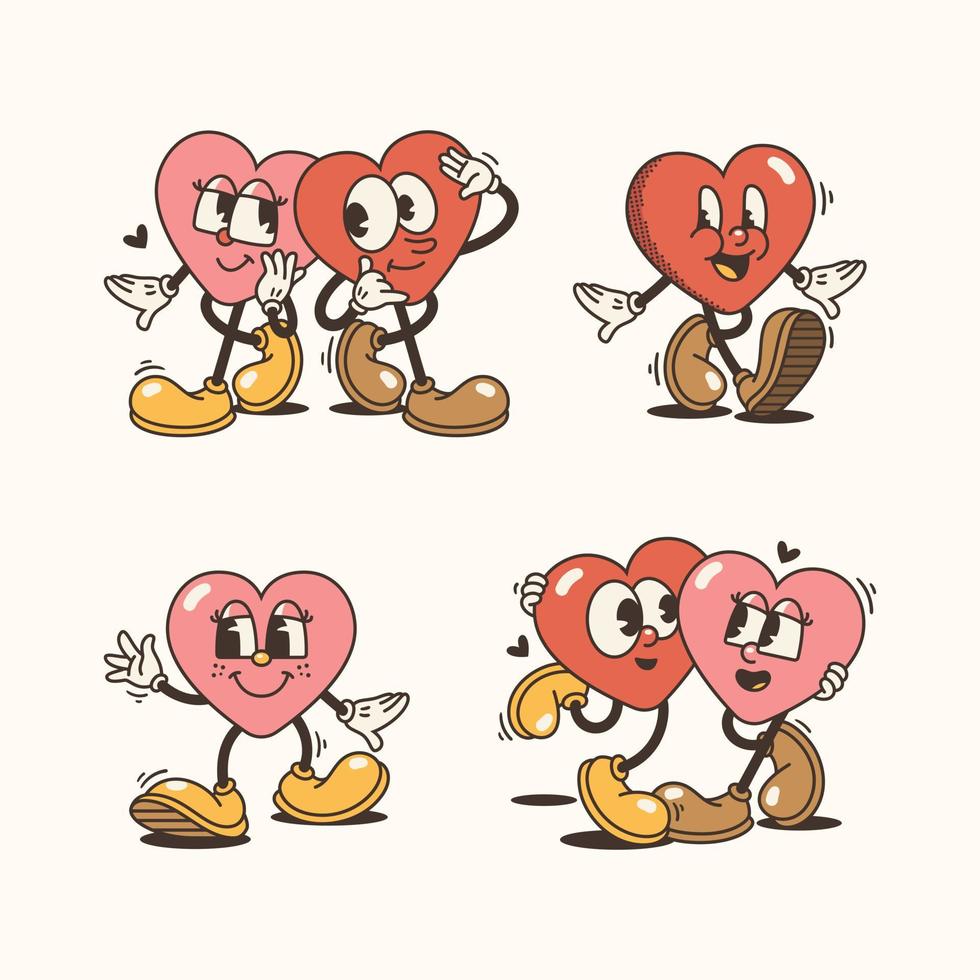 Versatile Heart Mascot Character Set with Varied Poses and Expressions vector