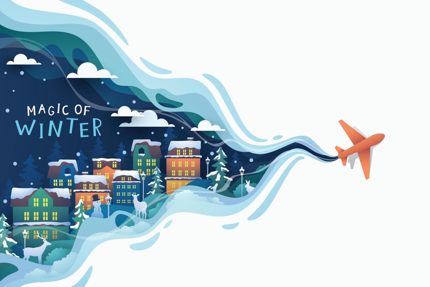 Urban winter landscape vector illustration