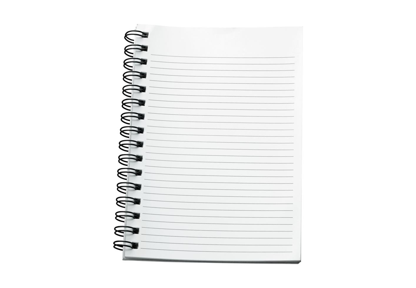 blank spiral notebook isolated with clipping path for mockup png